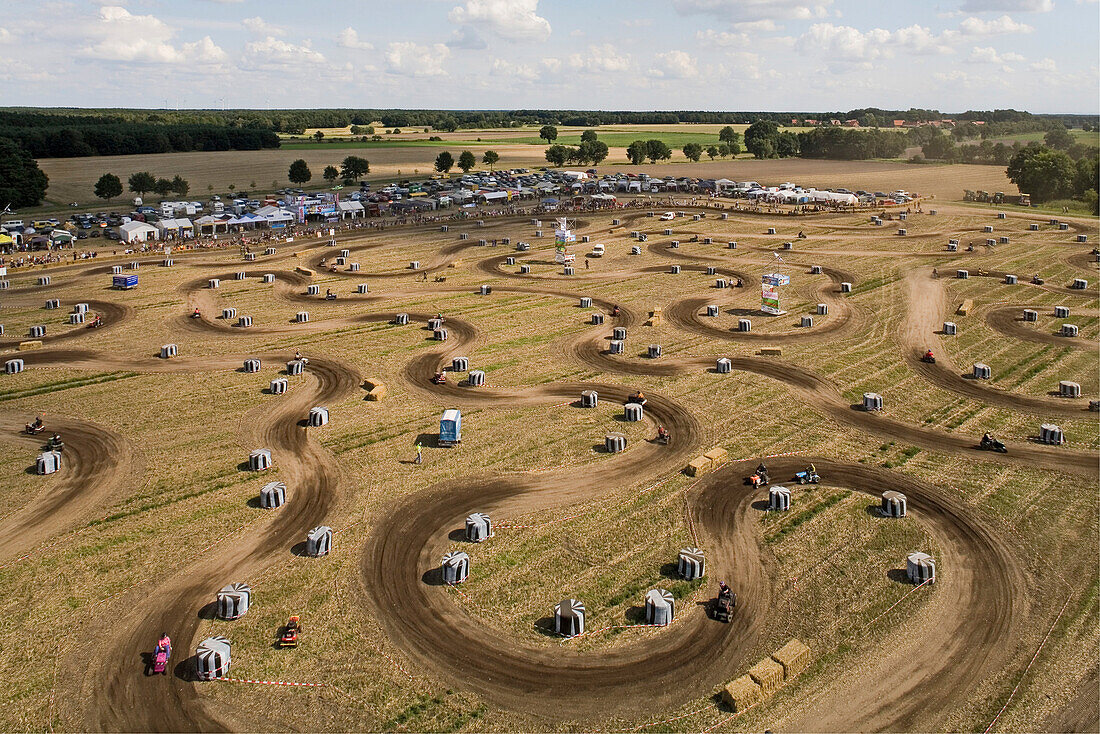 lawnmower tractor race, Thönse, Hanover region, Lower Saxony, northern Germany