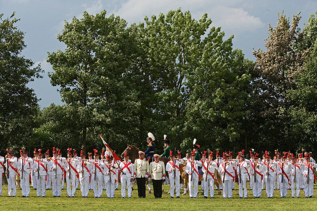 Marksmens parade, Schutzenfest, historic free shooting, Wennigsen, Lower Saxony, northern Germany