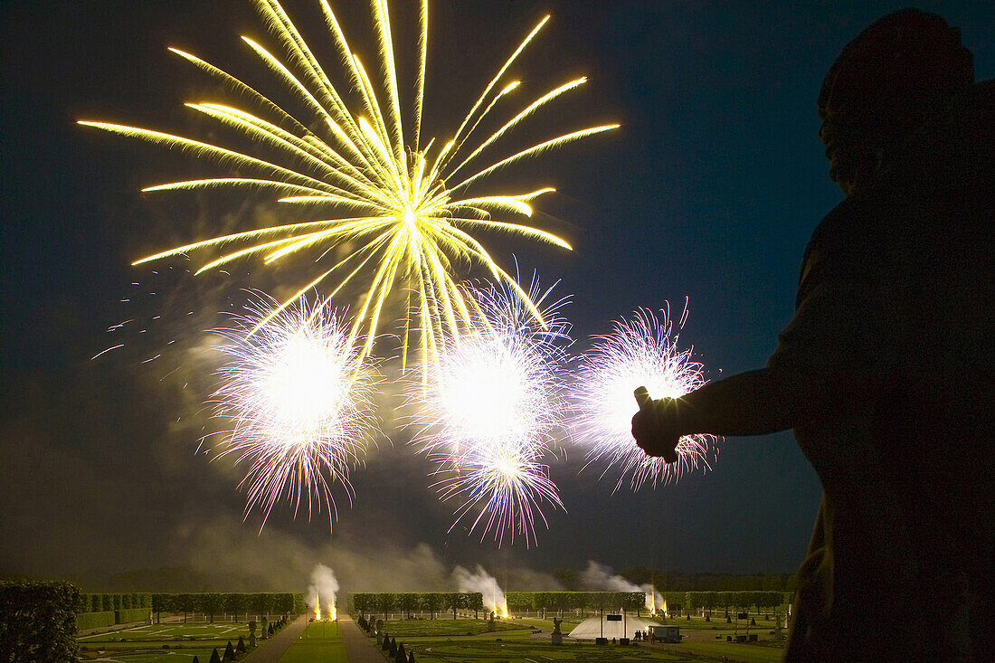 Feuerwerk, Großer Garten, Herrenhäuser Gärten, Hannover, Niedersachsen, Deutschland