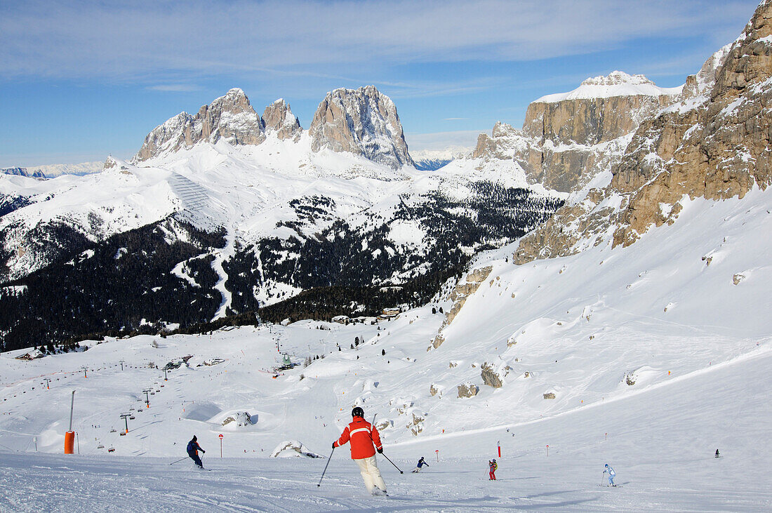 Skier, Sella Ronda, Groeden, South Tyrol, Italy