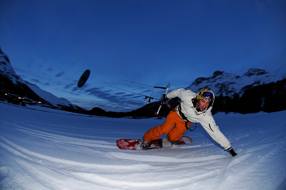 Kitesurfer, Lake Silvaplana, Sankt Moritz, Grisons, Switzerland, model released