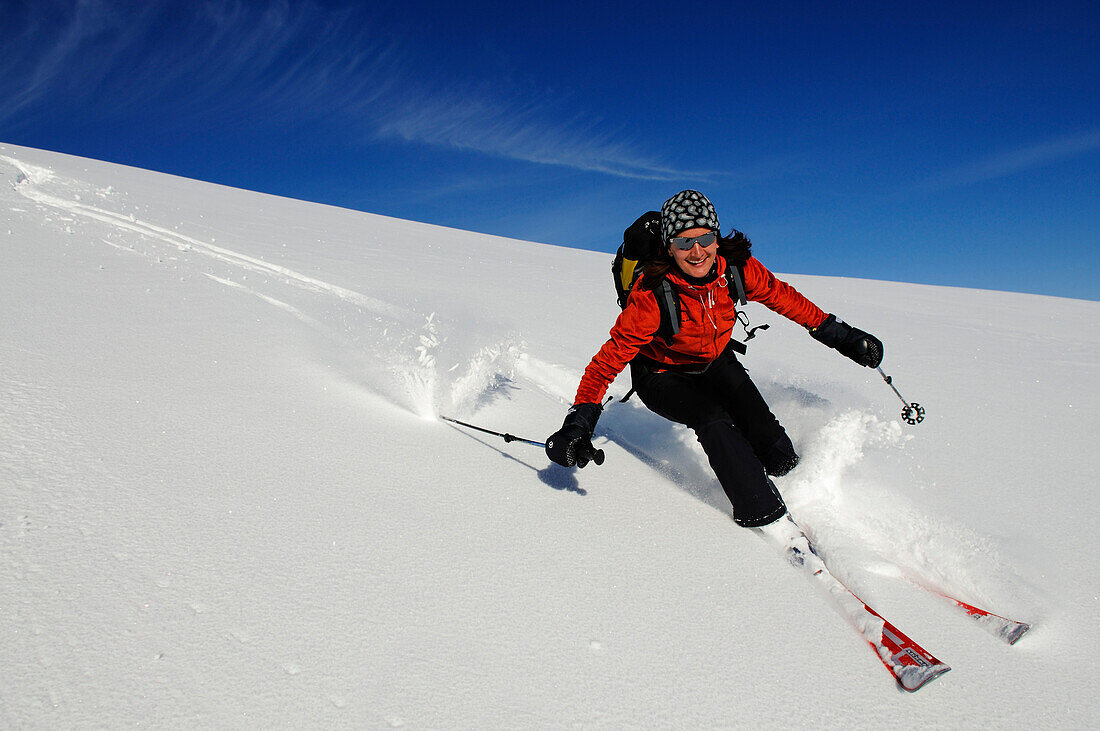 Skiing, Grosser Jaufen, Pragser Valley, Hochpuster Valley, South Tyrol, Italy, model released