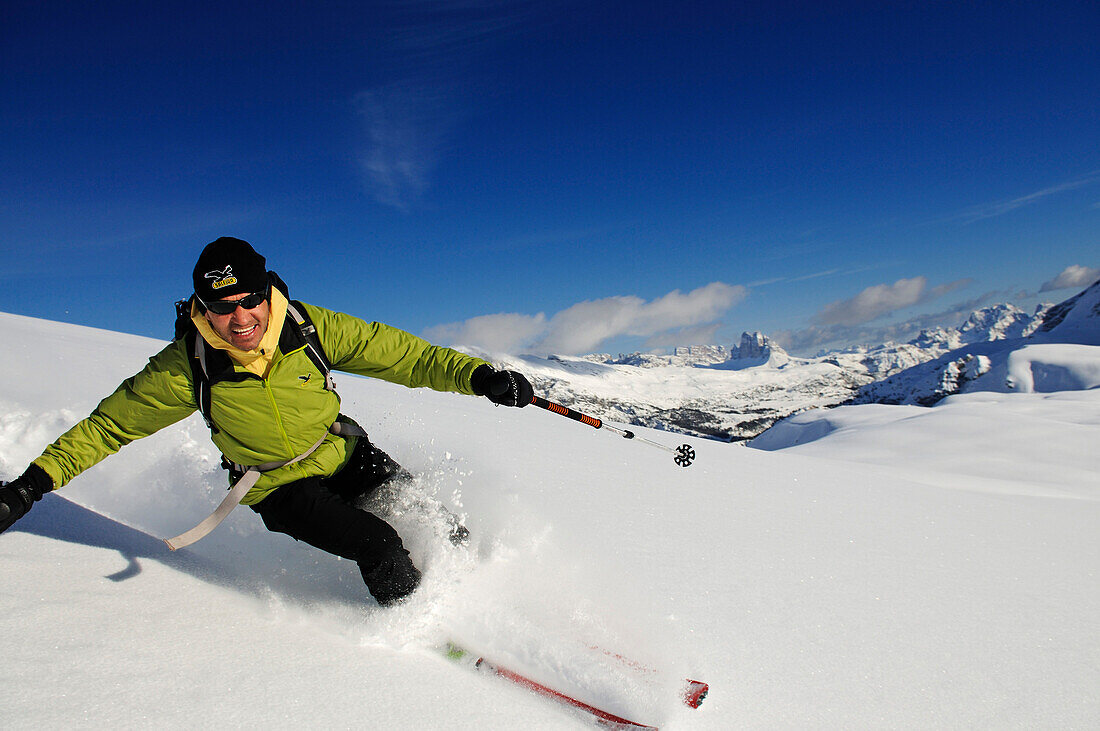Skiing, Grosser Jaufen, Pragser Valley, Hochpuster Valley, South Tyrol, Italy, model released