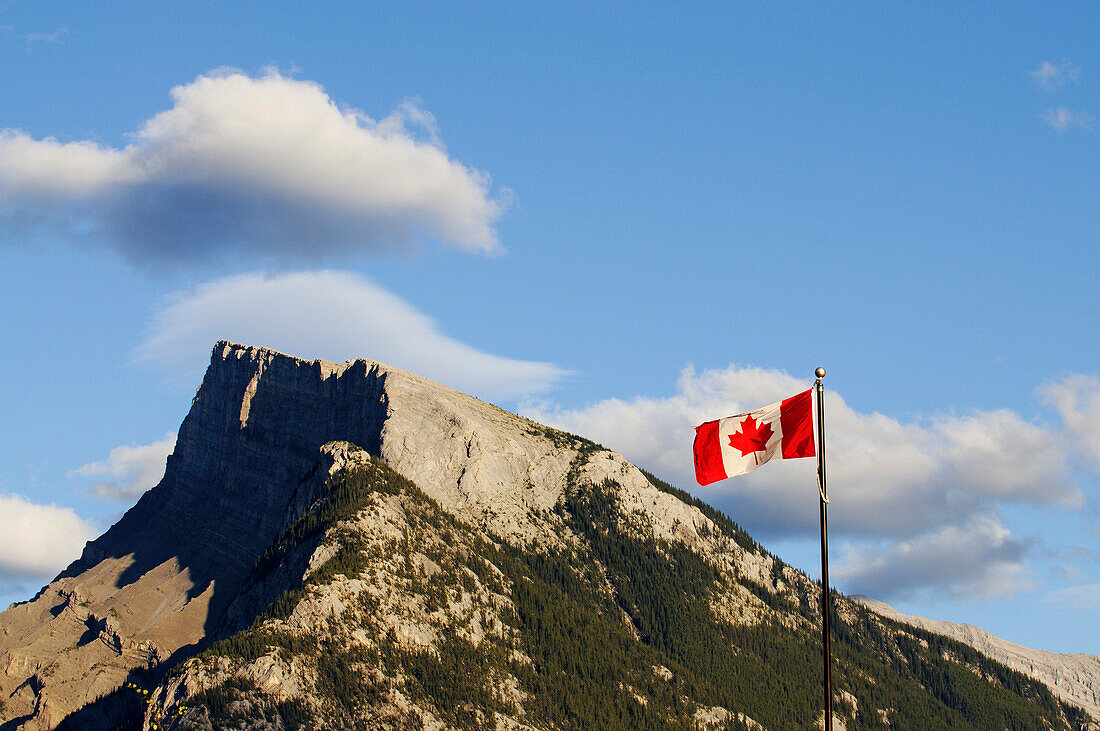 Mount Rundle, Banff, Canadian Flag, Alberta, Canada