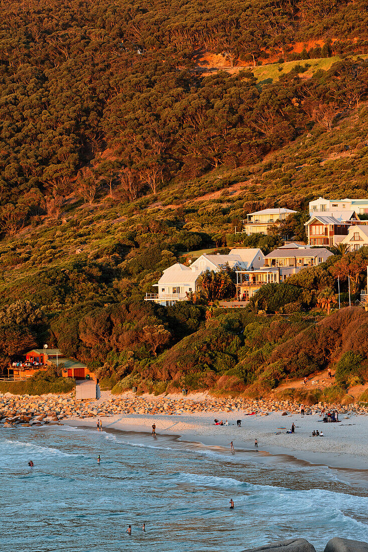 Beach and houses in Llandudno Bay, Capetown, Western Cape, RSA, South Africa, Africa