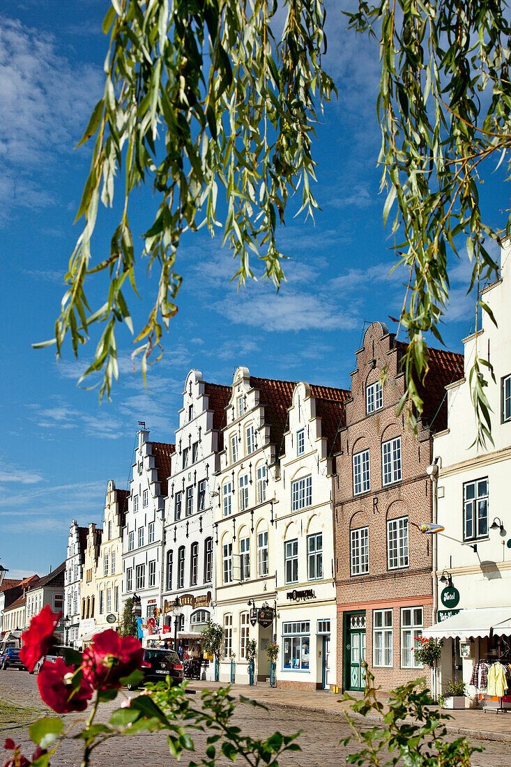 Häuser am Marktplatz, Friedrichstadt, Schleswig-Holstein, Deutschland