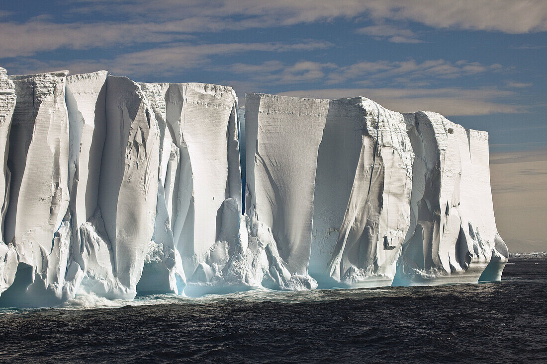Tabular iceberg showing annual layers of snow,  Robertson Bay North Victoria Land,  Ross Sea
