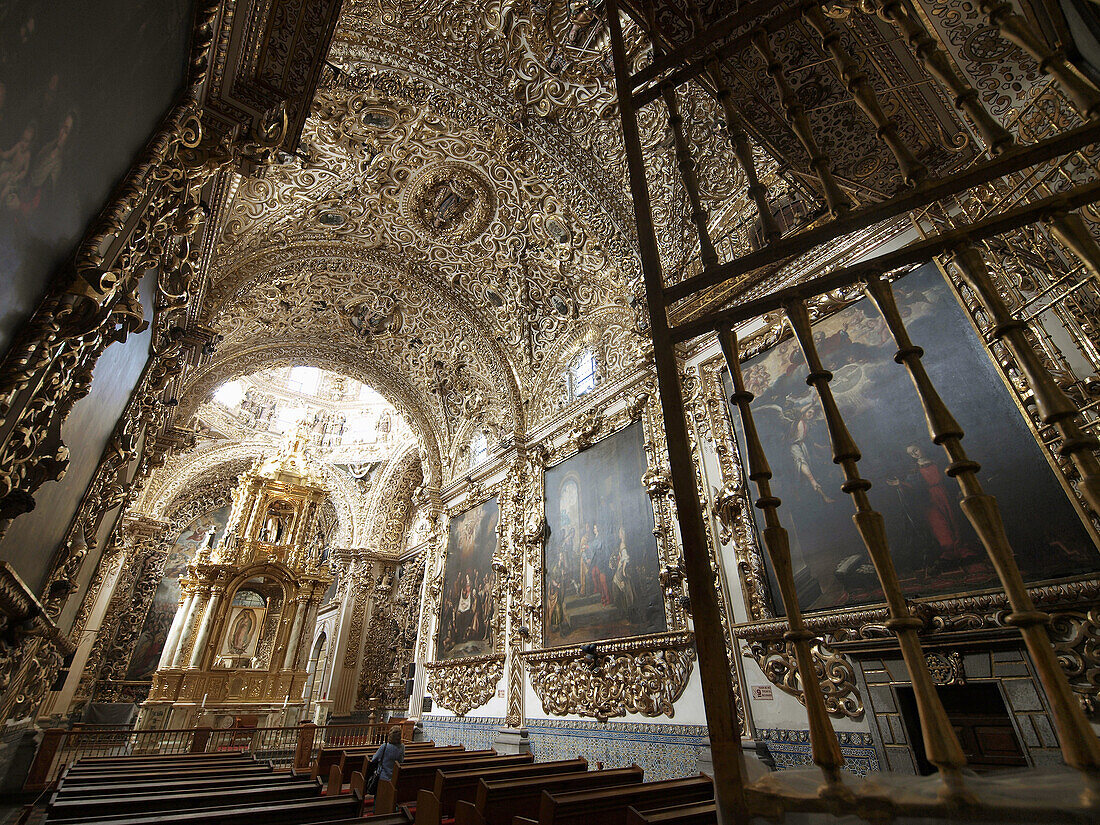Baroque chapel of Rosario. Puebla. Mexico.