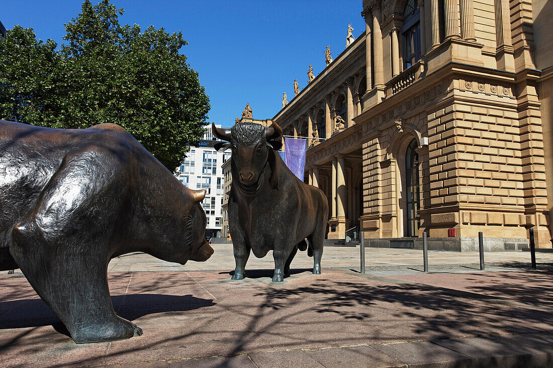 Bulle und Bär, Frankfurter Wertpapierbörse, Frankfurt am Main, Hessen, Deutschland