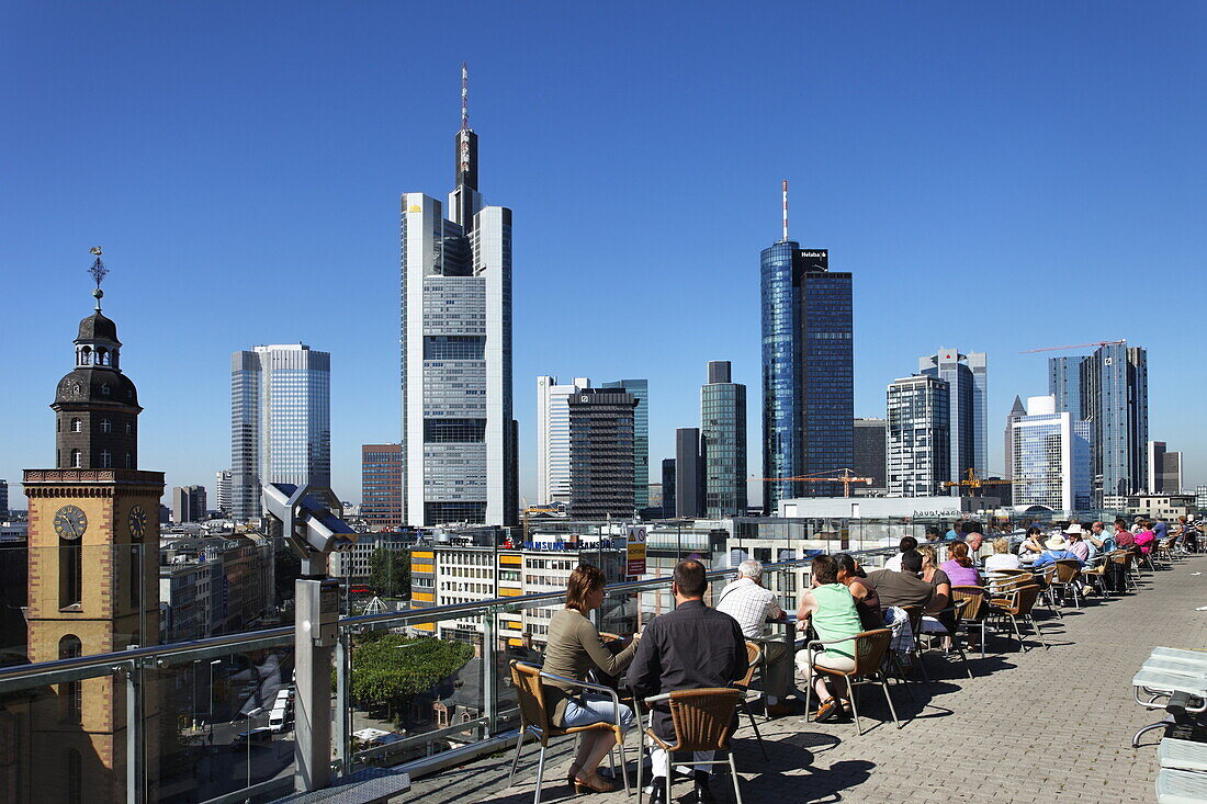 Hauptwache and St. Catherine's Church, skyscrapers in background, Frankfurt am Main, Hesse, Germany