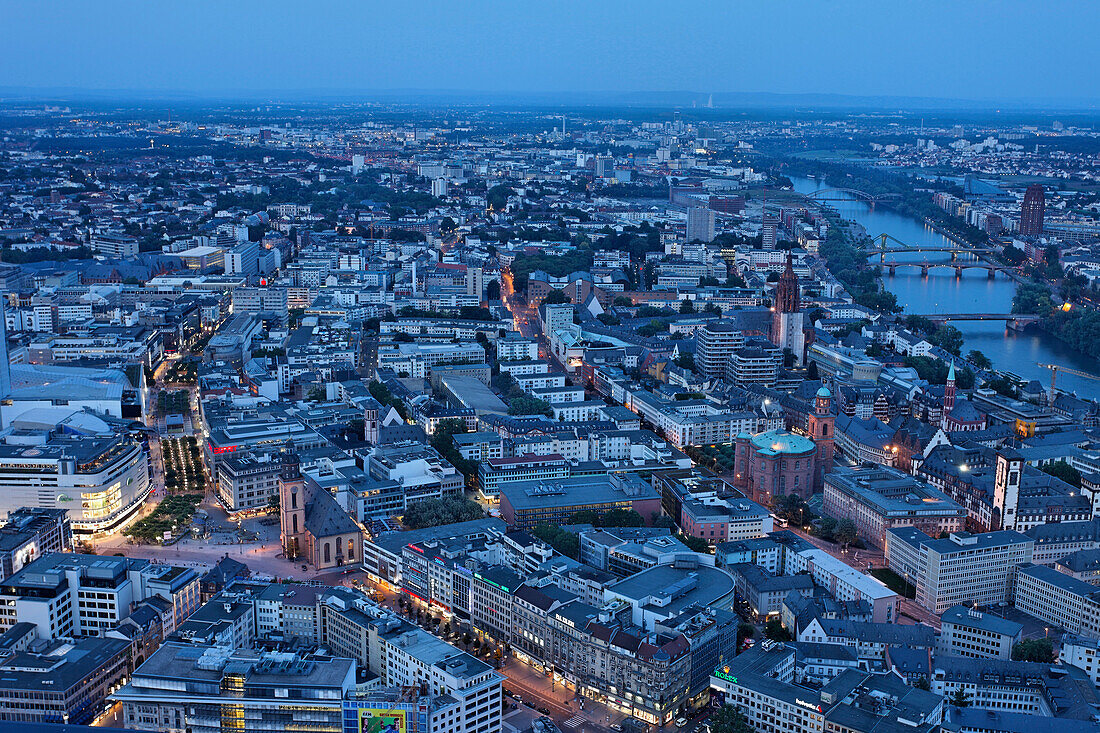 Cityscape at night, Frankfurt am Main, Hesse, Germany