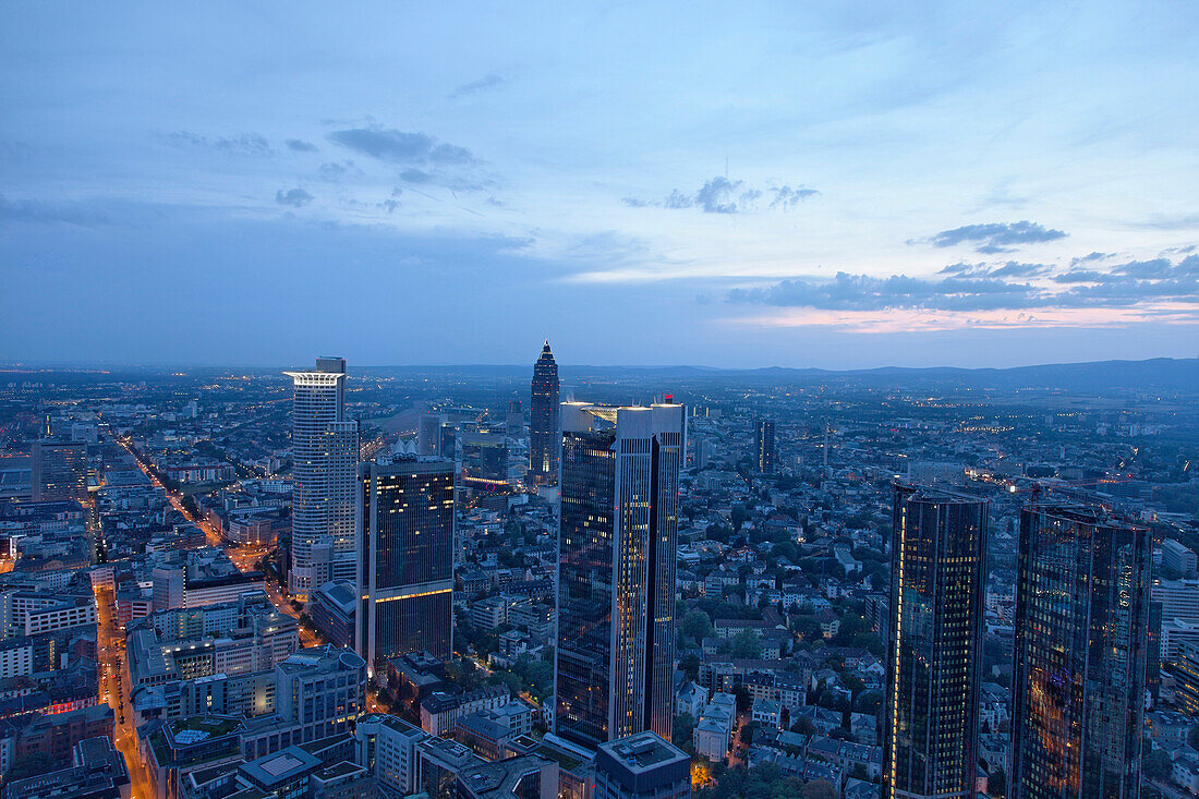 City view with Messeturm, Fair Tower, Frankfurt am Main, Hesse, Germany