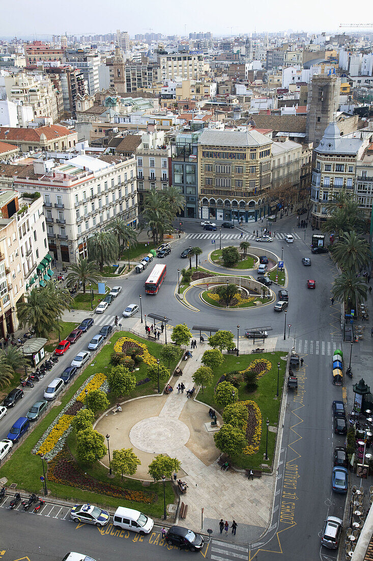Aerial view of La Plaza de la Reina,  Valencia,  Comunidad Valenciana,  Spain