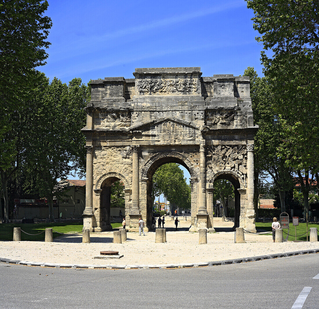 Roman Triumphal Arch (27 AD),  UNESCO World Heritage Site,  Orange,  Vaucluse,  Provence,  France
