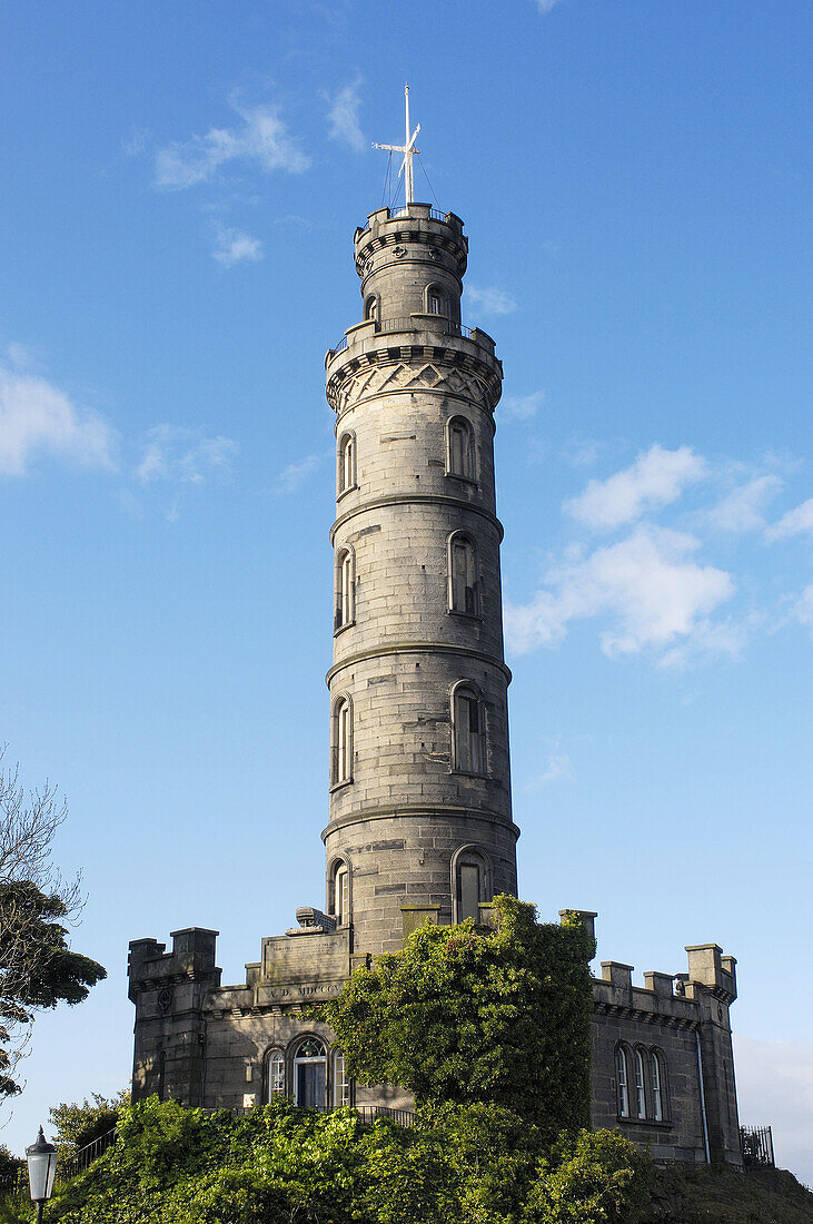 Nelson Monument from Princes Street,  Calton Hill,  Edinburgh. Lothian Region,  Scotland,  UK