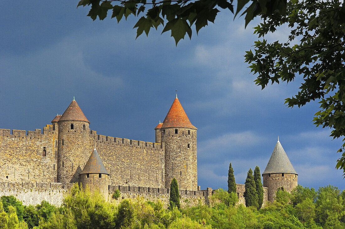 La Cité,  Carcassonne medieval fortified town Aude,  Languedoc-Roussillon,  France