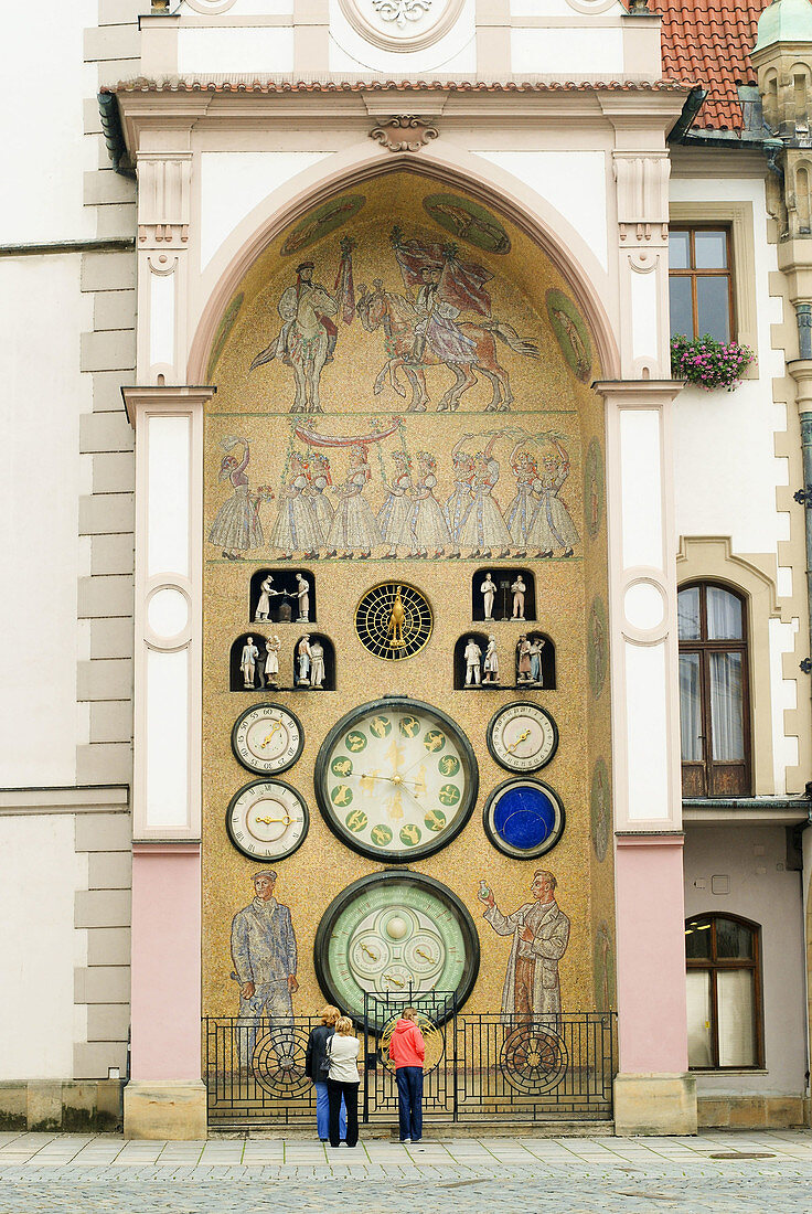 astronomical clock in communist style,  Olomouc,  Northern Moravia,  Czech Republic