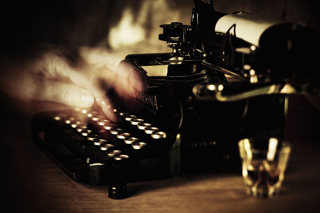 Old typewriter and hand work  Still Life
