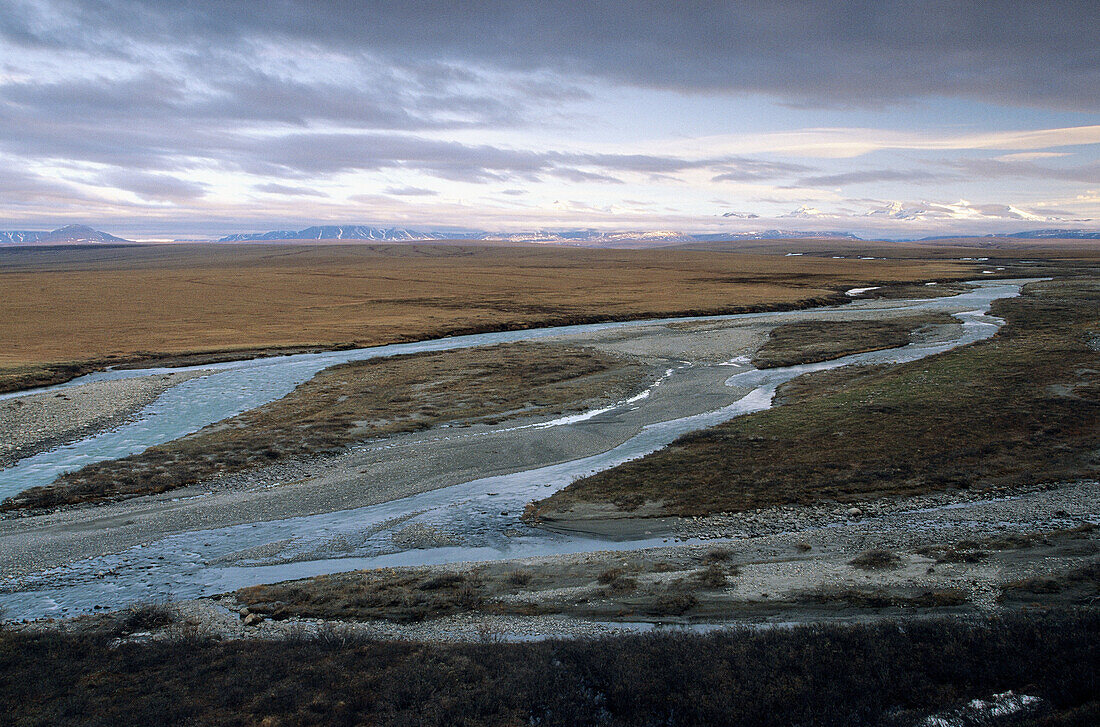 Landscape view of river and landscape in the Arctic National Wildlife Refuge
