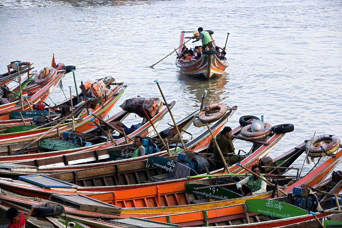 Fishing and transportation boats on the Irrawady River
