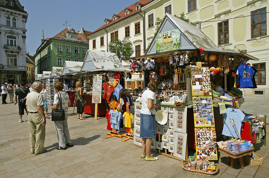 Souvenir stalls in Hlavné Námestie,  Bratislava,  Slovakia