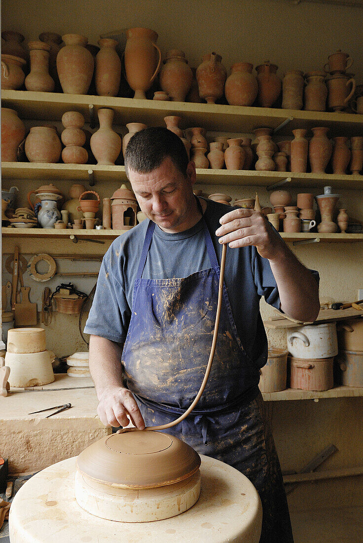 Making traditional Nevers earthenware,  Montagnon earthenware factory,  Nevers,  Nievre,  France