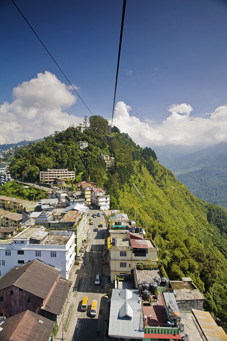 India,  Sikkim,  Gangtok,  View of city from Damovar Ropeway