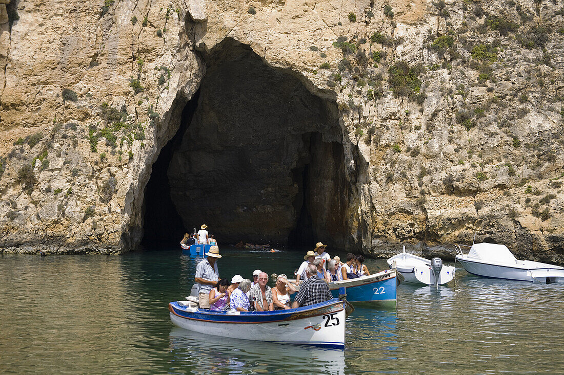 Tourists visiting the Inland Sea,  Il-Qawra,  Dwejra,  Gozo,  Malta