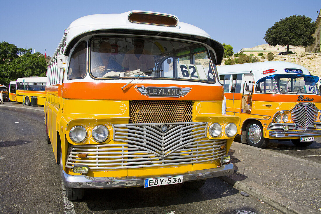 Public transport bus,  parked at the bus terminus,  Valletta,  Malta