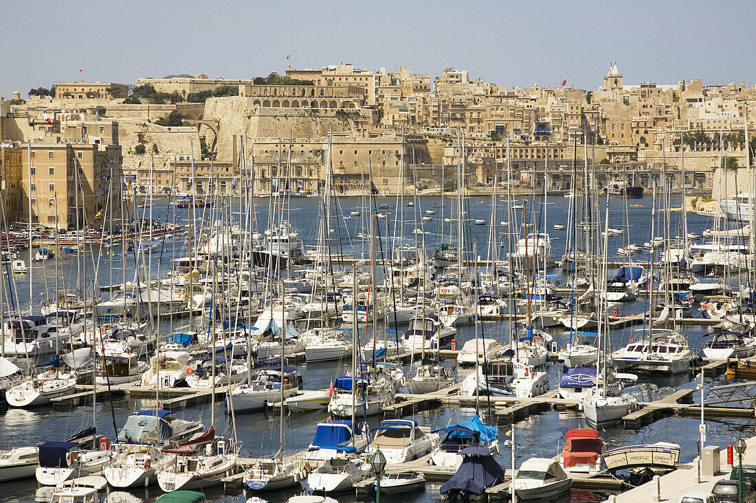 View of Grand Harbour Marina,  Vittoriosa,  Valletta,  Malta