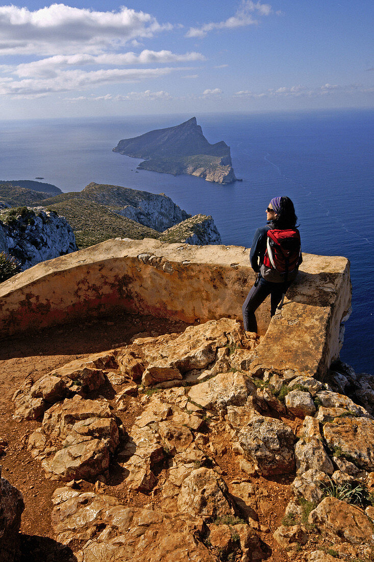 Aussichtspunkt am Cap Fabioler und der kleinen Insel Dragonera, Andratx. Mallorca, Balearische Inseln, Spanien