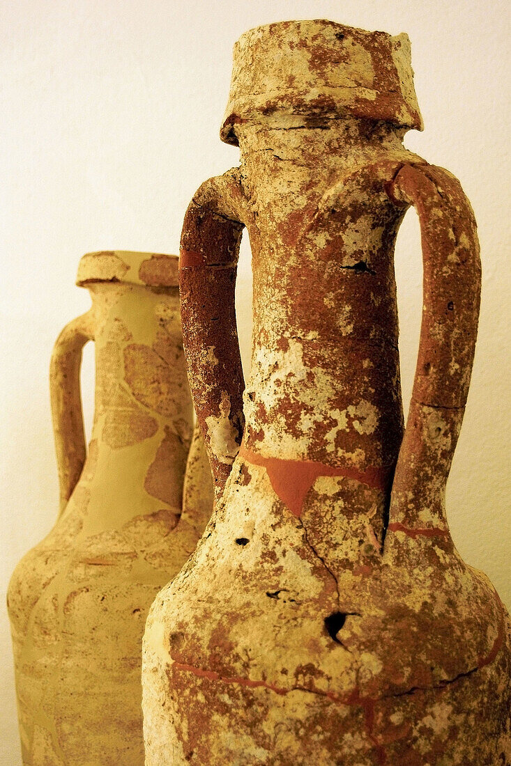 Amphoras (c. II BC) in the Museum of Minorca,  Mao. Minorca,  Balearic Islands,  Spain