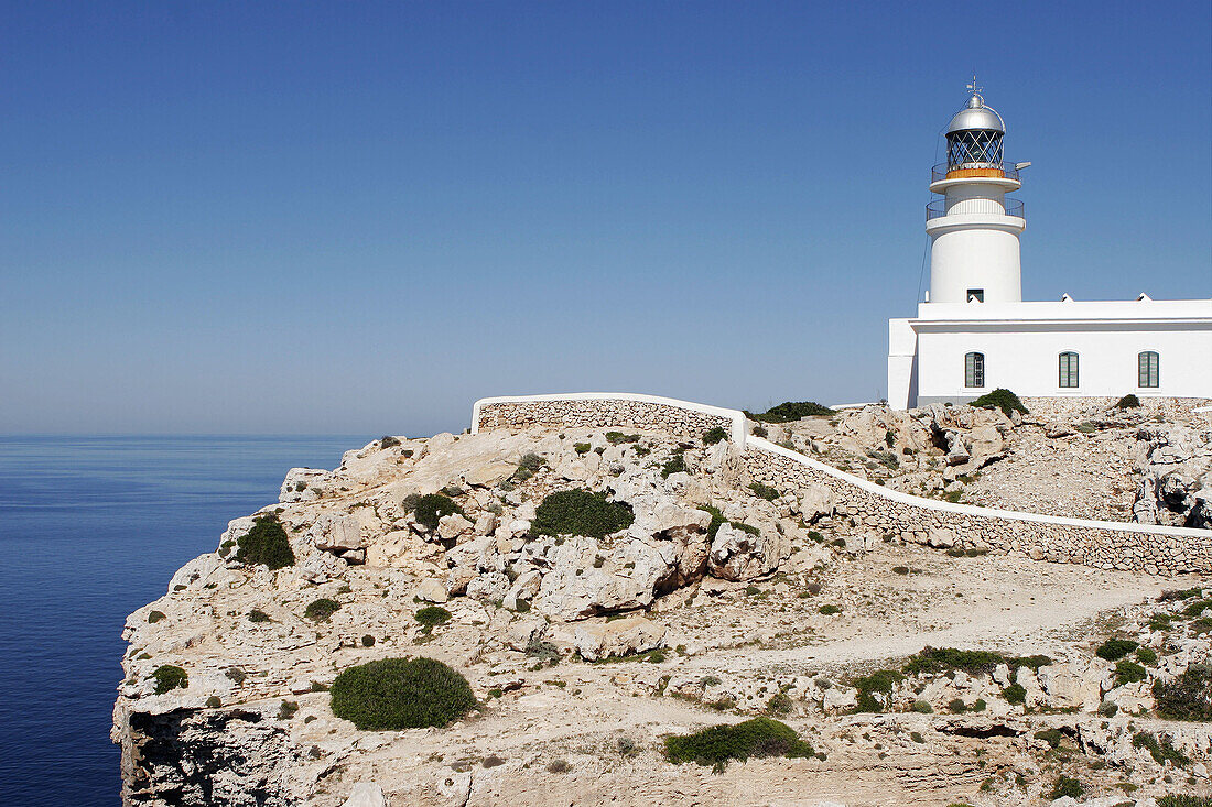 Lighthouse at Cap de Cavalleria cape,  Minorca. Balearic Islands,  Spain