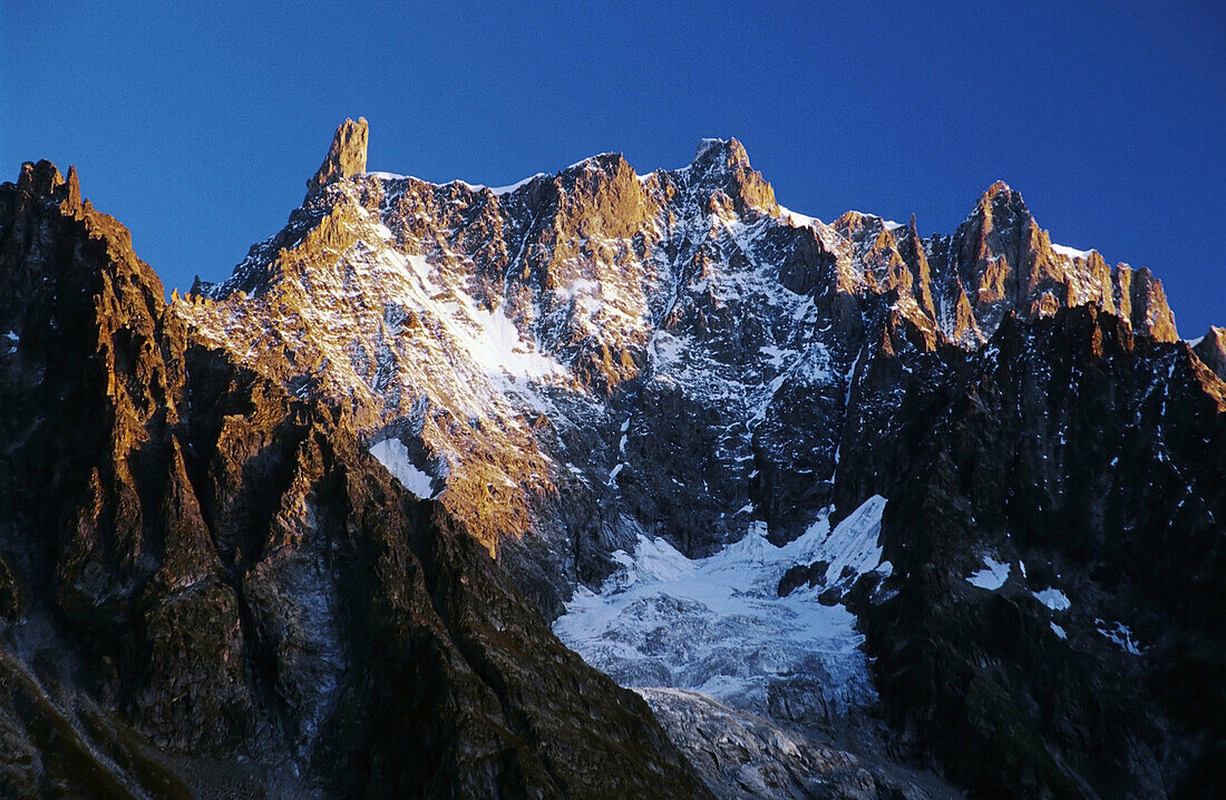 Dent du Géant (4013 m) mountain at sunrise,  Courmayeur,  Aosta Valley,  Italy