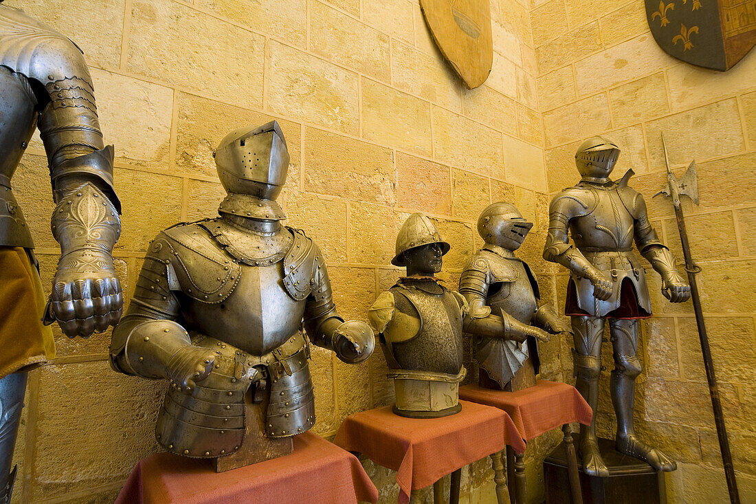 Armors in the Arms Room,  Alcazar fortress,  Segovia. Castilla-Leon,  Spain