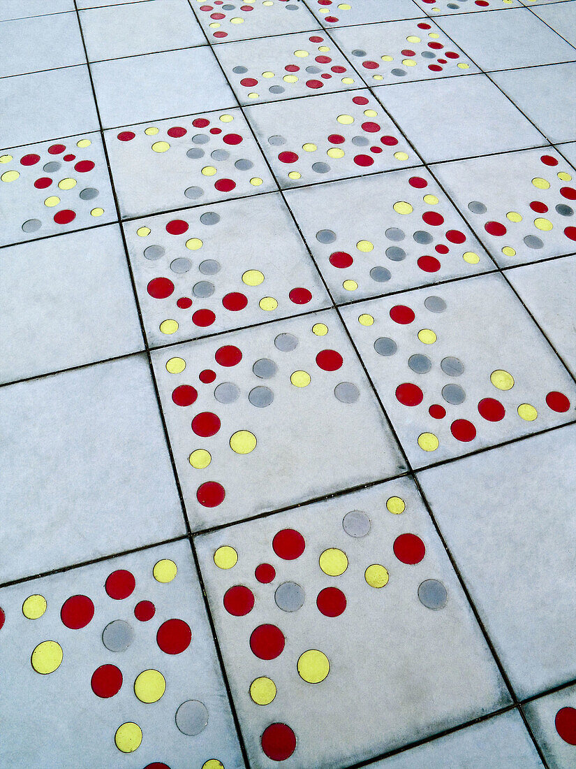 Pattern tiles Parc Central del Poblenou designed by Jean Nouvel Barcelona Catalonia Spain