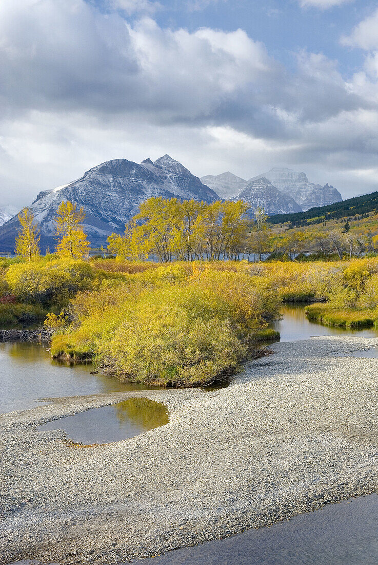 Autumn along the Saint Mary River,  Glacier National park Montana USA