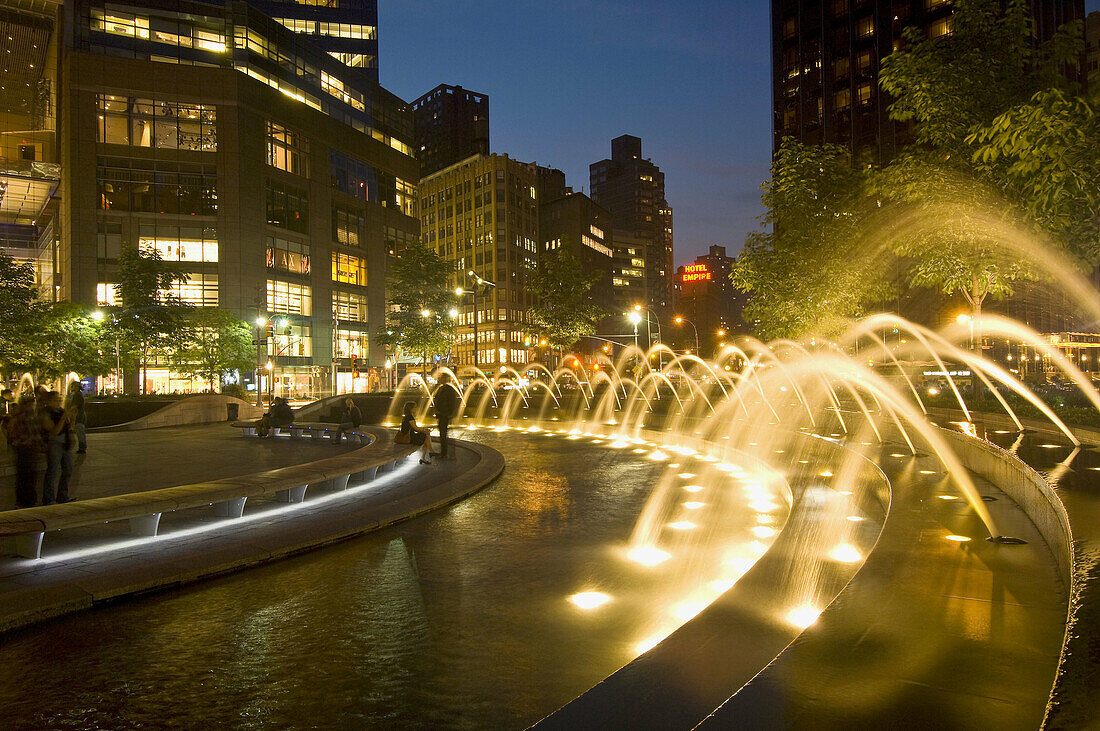 Columbus Circle fountain,  Upper West side,  Manhattan,  New York,  USA,  2008