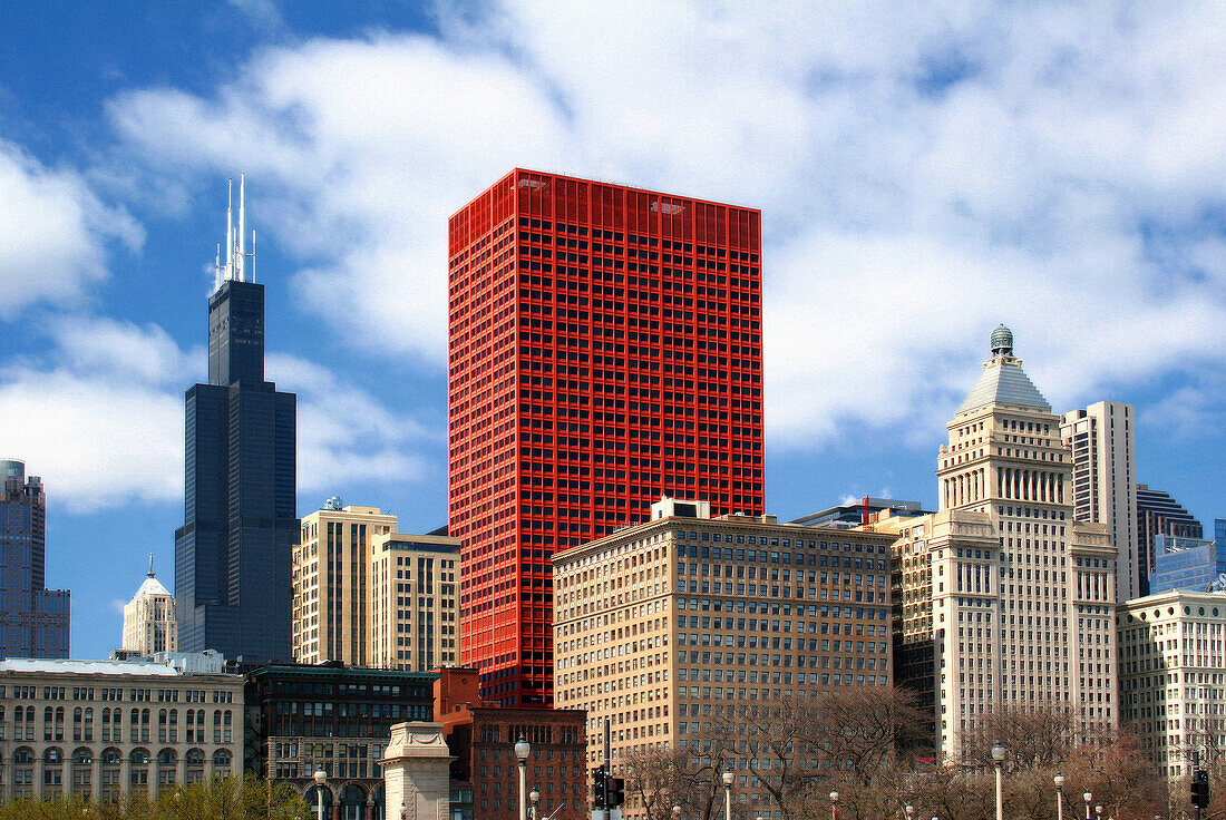 Building, Buildings, Chicago, Color, Colour, Red, scenic, Travel, M90-868713, agefotostock 