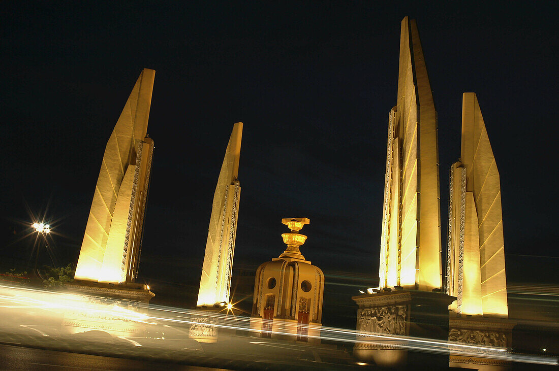 Democracy Monument at night Bangkok,  Thailand