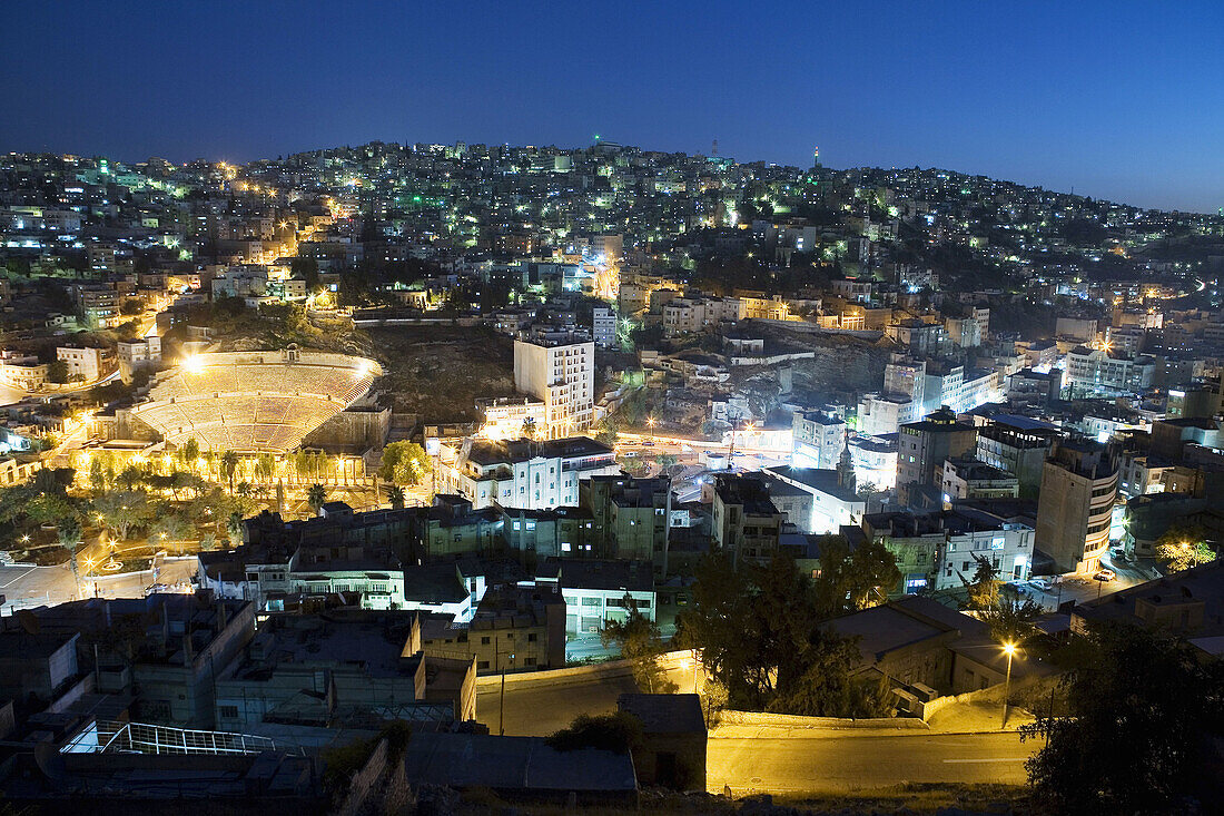 Jordan Amman View from the citadel Roman theatre at the left