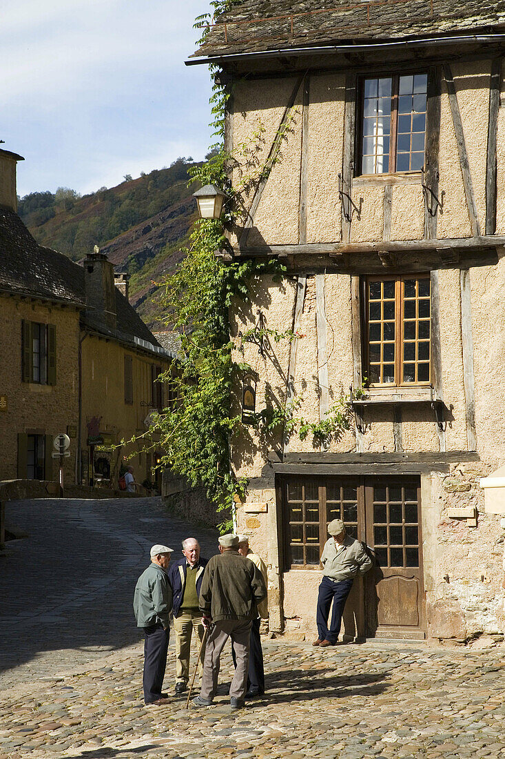 France,  Midi Pyrenees,  Aveyron,  Conques St Foy Abbey The village is built on a hillside,  with narrow Medieval streets