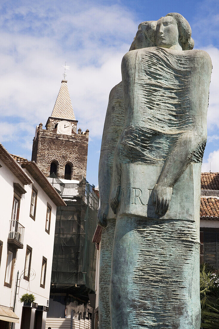 Portugal,  Madeira Island,  Funchal Cathedral at the bottom of the street