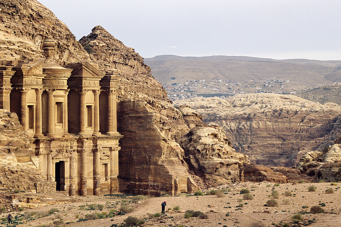 Jordan,  Petra Ad-Deir Monastery,  high above the site of Petra