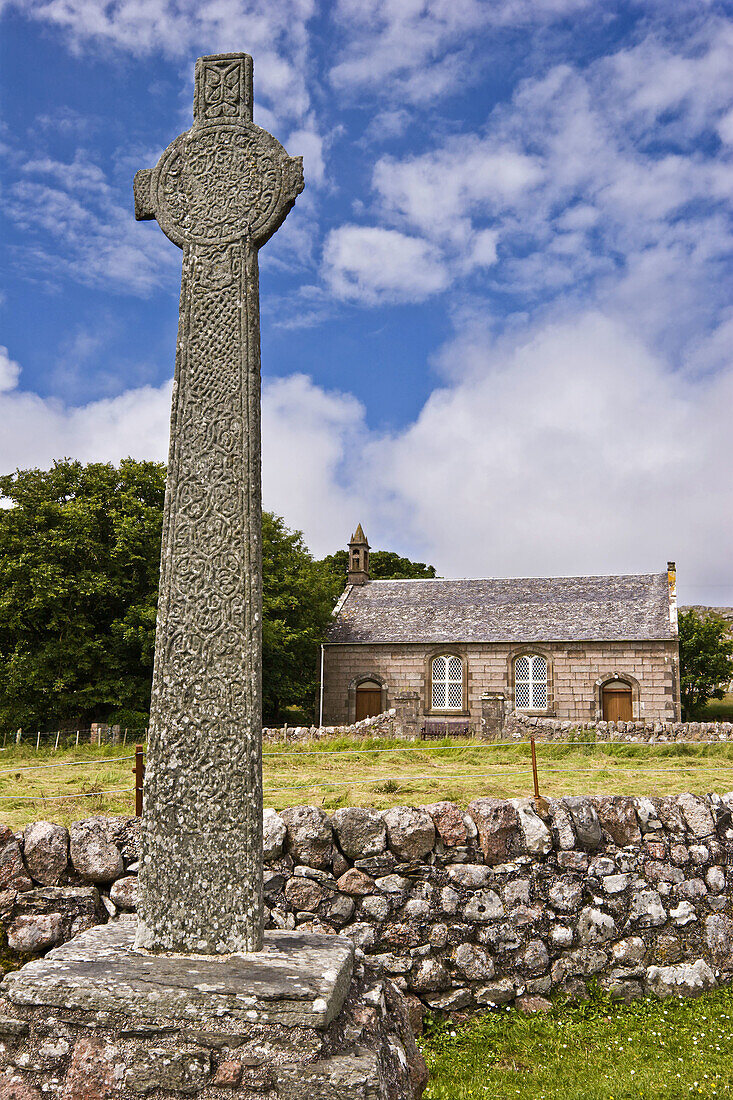 Maclean´s Cross in front of the Iona Parish Church,  Isle of Iona,  Scotland