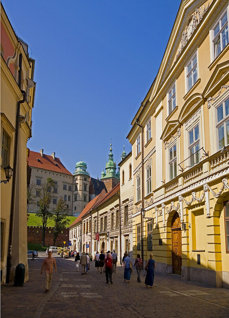 Poland,  Krakow,  Kanonicza street and Wawel Castle