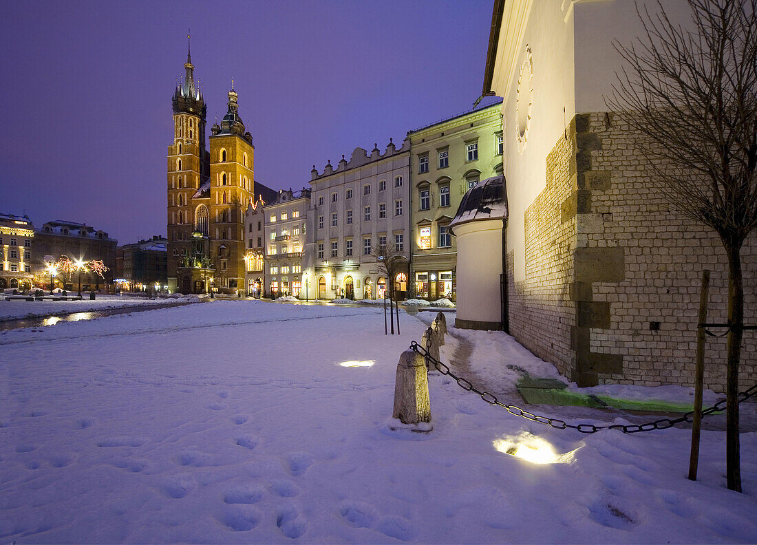 Poland Krakow St Adalbert and St Mary´s church winter