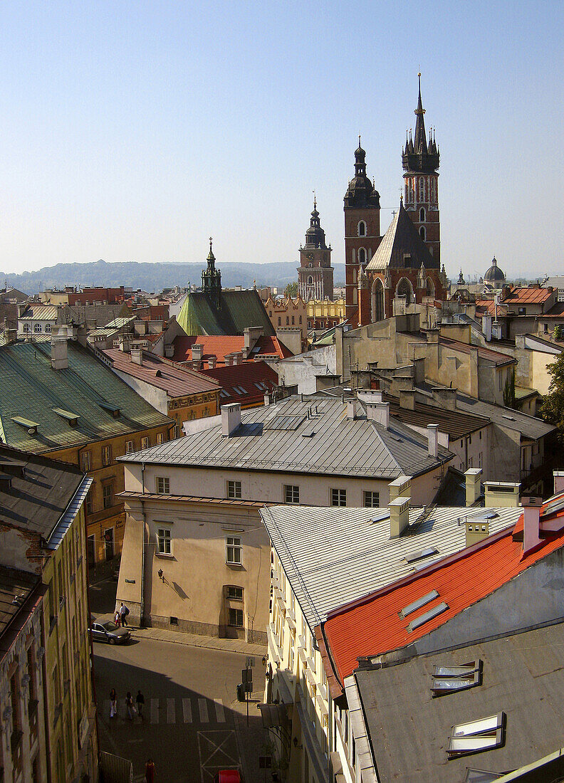 Poland Skyline of Krakow with Church of St Virgin Mary