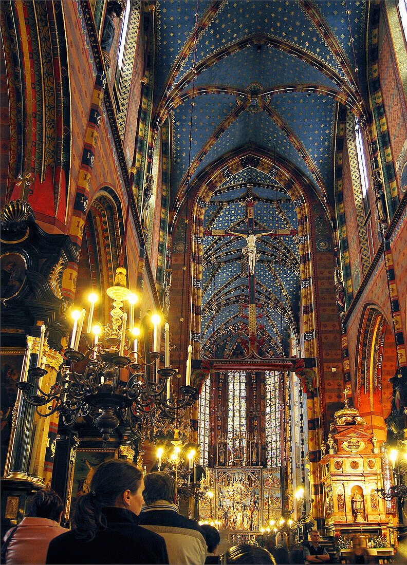 Poland Krakow,  St Mary´s Church Gothic altar carved by Veit Stoss