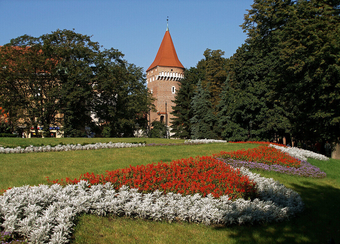 Poland,  Krakow,  Tower as part of defensive walls,  Planty park
